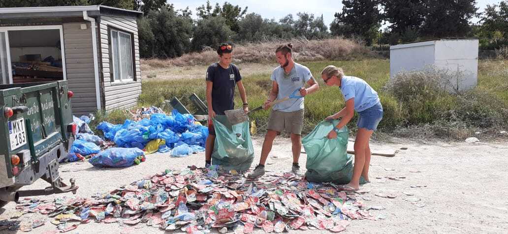 our team collecting trashes during trash walk
