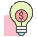a cartoon LED light bulbs with a dollar sign in the bulb